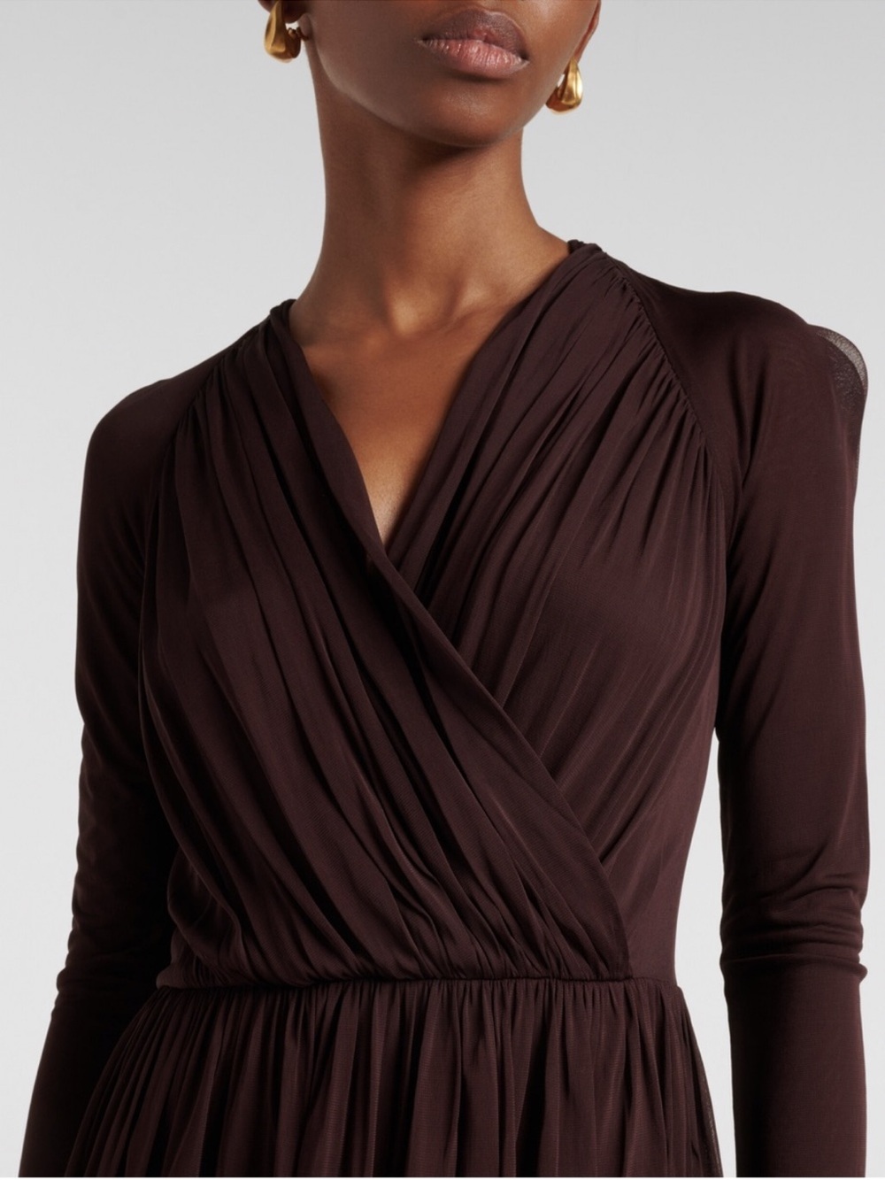 NWT Tory Burch Wrap-effect gathered jersey midi dress 0 $898 - Picture 3 of 12